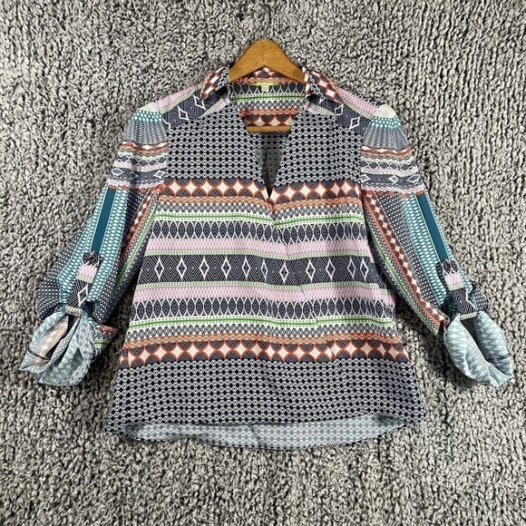 Gianni Bini Boho Blouse Women's Bohemian Top Multicolor Lightweight Size Small - Picture 1 of 10